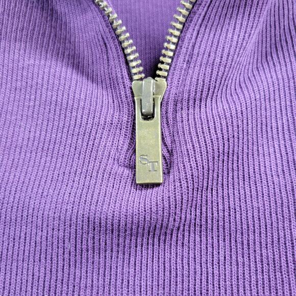 Southern Tide The Skip Jack Sweater Mens M Purple Ribbed Knit 1/4 Zip Logo - Picture 7 of 15